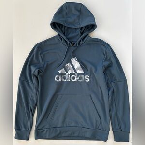Adidas Men's Cool Deep Teal Blue White Hoodie Sporty Athletic Size Medium